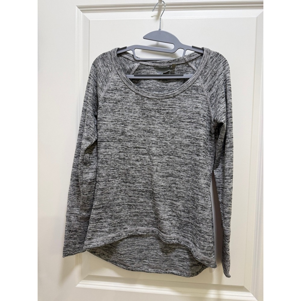 Athleta Grey Space Dye Long Sleeve Scoop Neck High Low Hem Top Size Small Tall